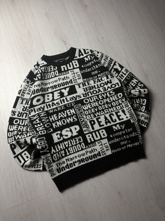 Obey Sweater - Zwart/Wit - Small