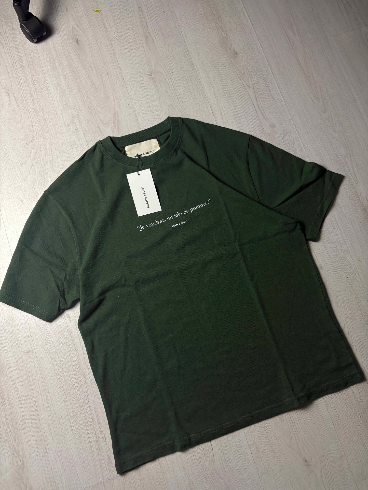 🍏 Brams Fruit T-shirt “Je voudrais un kilo de pommes” Groen –  Meerdere Maten